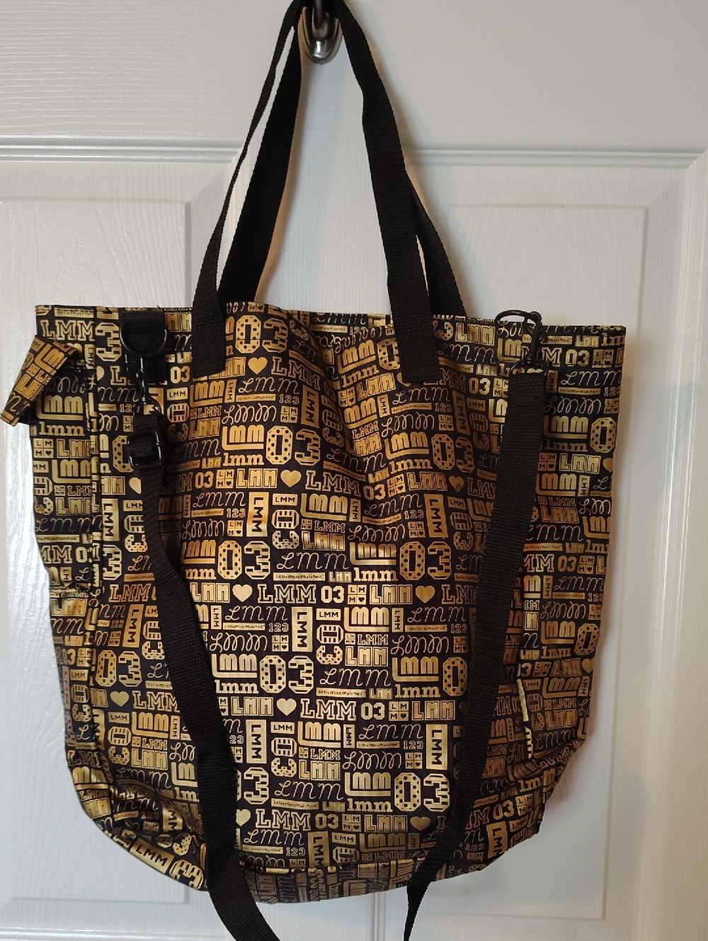 Black Tote with Metallic Gold Little Miss Matched